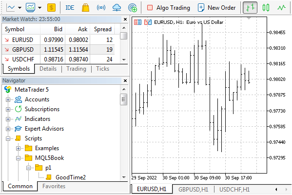 包含已编译MQL5程序的MetaTrader 5导航器